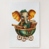 Cute Gold Green Elephant Puzzles ジグソーパズル (縦)