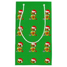 Cute Golden Christmas Cats スモールペーパーバッグ