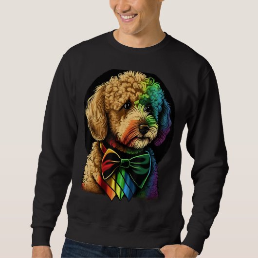 Cute Golden Doodle Dog on Goldendoodle スウェットシャツ (正面)