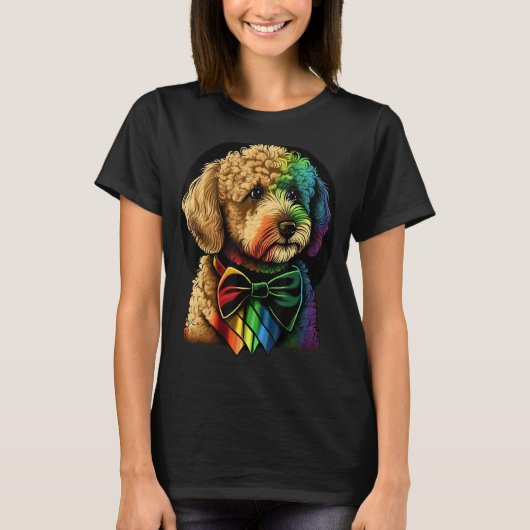 Cute Golden Doodle Dog on Goldendoodle Tシャツ (正面)