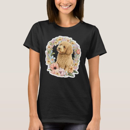 Cute Golden Doodle Flower summer Floral Goldendood Tシャツ (正面)