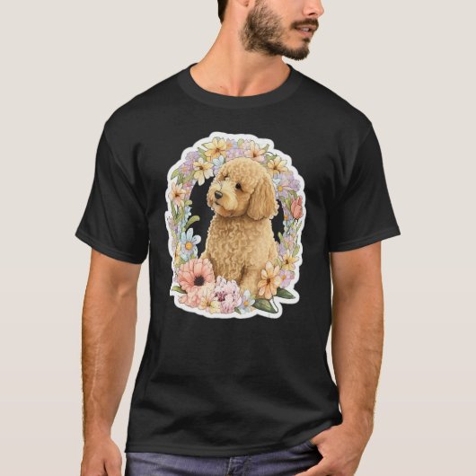 Cute Golden Doodle Flower summer Floral Goldendood Tシャツ (正面)