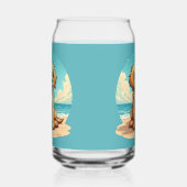 Cute Golden Puppy at Sunny Beach Scene ガラス缶 (右)