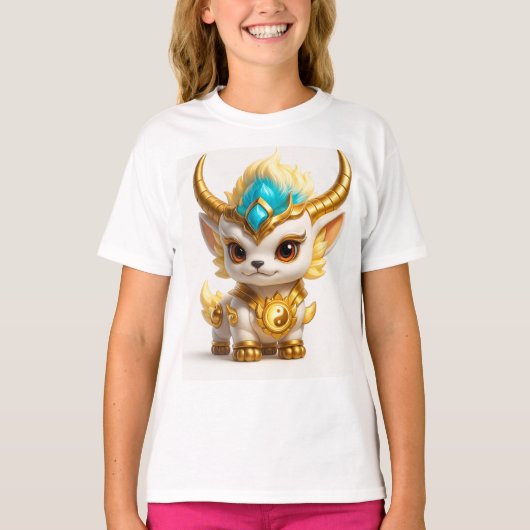 Cute Golden Ram Fantasy T-Shirt – Adorable Mythica Tシャツ (正面)