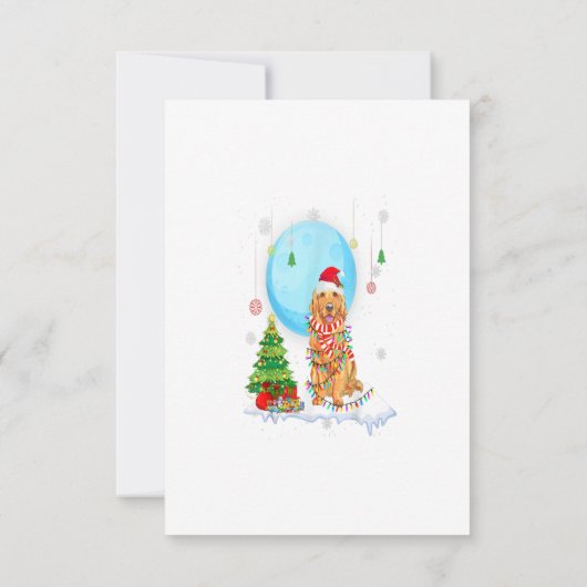 Cute Golden Retriever Christmas Dog Light Tree 出欠カード (裏面)