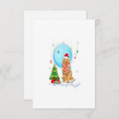 Cute Golden Retriever Christmas Dog Light Tree 出欠カード (正面/裏面)