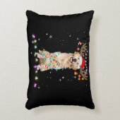 Cute Golden Retriever Christmas Lights Reindeer アクセントクッション (正面(垂直))