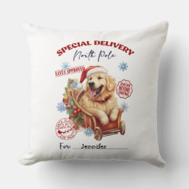 Cute Golden Retriever Christmas Throw Pillow クッション