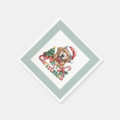 Cute Golden Retriever Dog Christmas スタンダードカクテルナプキン (角)