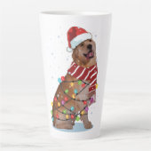 Cute Golden Retriever Dog Funny Xmas Holiday Gift カフェラテマグ (正面)