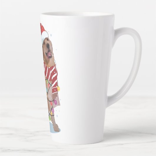 Cute Golden Retriever Dog Funny Xmas Holiday Gift カフェラテマグ (右)