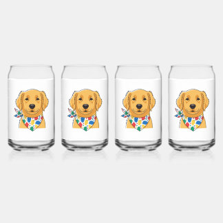 Cute Golden Retriever Dog Illustration Can Glass S ガラス缶