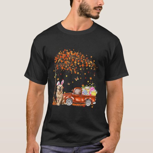 Cute Golden Retriever Egg Tree Easter Day Dog Dad Tシャツ (正面)