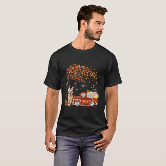 Cute Golden Retriever Egg Tree Easter Day Dog Dad Tシャツ (正面フル)
