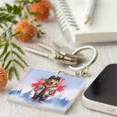 Cute Golden Retriever Fashion Tee キーホルダー (正面右)