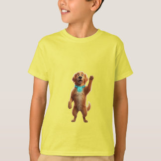 Cute Golden Retriever Flea Collar Cartoon Characte Tシャツ