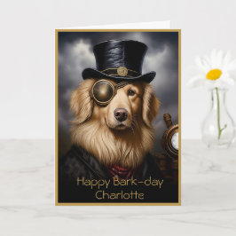 Cute Golden Retriever In Hat Custom Name 138 Card カード