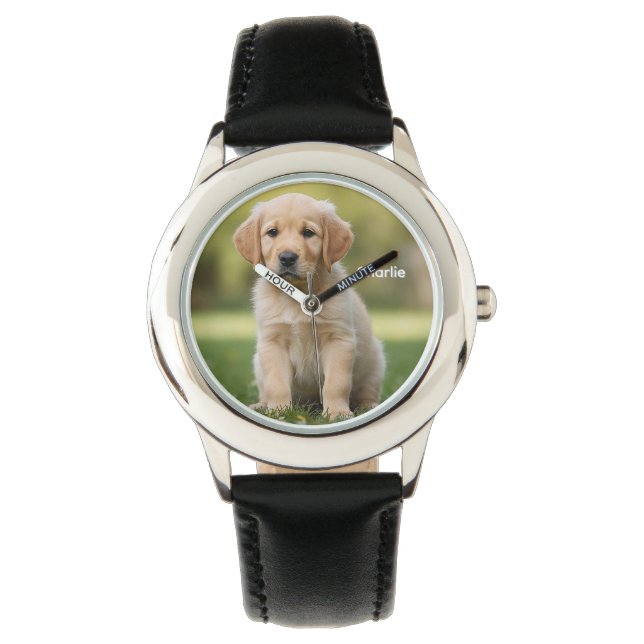 Cute Golden Retriever Kid's Personalized 腕時計 (正面)