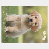 Cute Golden Retriever Personalized Fleece Blanket フリースブランケット (正面(横))