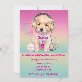 Cute Golden Retriever Puppy Personalized Birthday 招待状