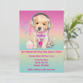 Cute Golden Retriever Puppy Personalized Birthday 招待状 (スタンド正面)