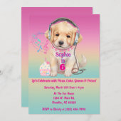 Cute Golden Retriever Puppy Personalized Birthday 招待状 (正面/裏面)