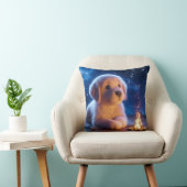 Cute Golden Retriever Puppy Under Starry Night Sky クッション (椅子)