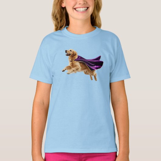 Cute Golden Retriever Superhero Kid's T-Shirt Tシャツ (正面)