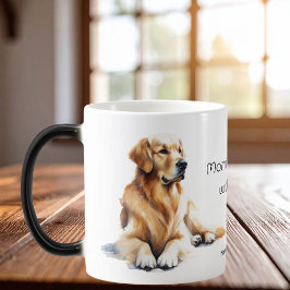 Cute Golden Retriever Watercolor Personalize モーフィングマグカップ