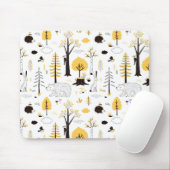 Cute Golden Woods Scene Pattern マウスパッド (マウス)