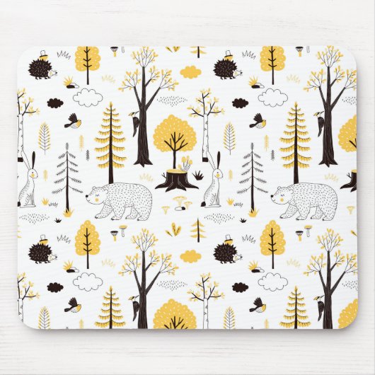 Cute Golden Woods Scene Pattern マウスパッド (正面)