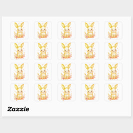 Cute Golden Yellow Bunny Baby Pastel Shower Party スクエアシール