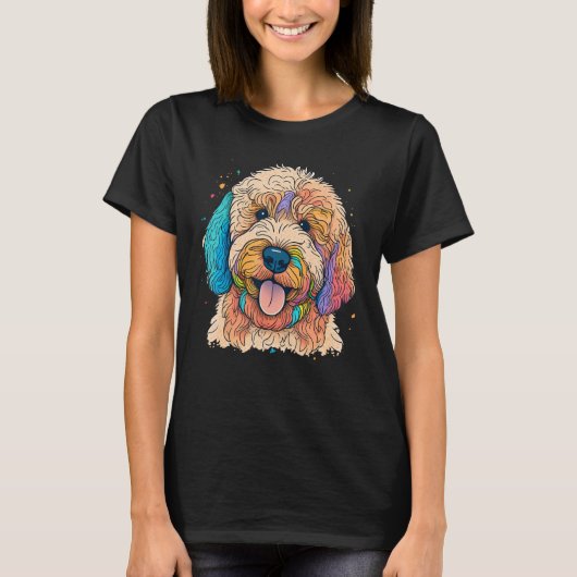 Cute Goldendoodle Dog on Golden Doodle  1 Tシャツ (正面)