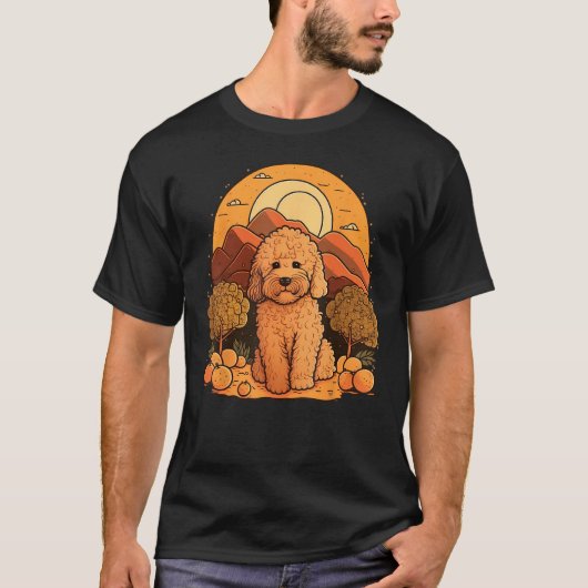 Cute Goldendoodle Dog on Golden Doodle Tシャツ (正面)