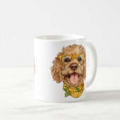 Cute Goldendoodle Dog Sunglasses Oranges コーヒーマグカップ (正面右)