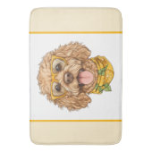 Cute Goldendoodle Dog Sunglasses Oranges バスマット (正面縦)
