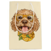 Cute Goldendoodle Dog Sunglasses Oranges ミディアムペーパーバッグ (正面)