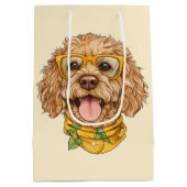 Cute Goldendoodle Dog Sunglasses Oranges ミディアムペーパーバッグ (裏面)