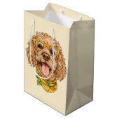 Cute Goldendoodle Dog Sunglasses Oranges ミディアムペーパーバッグ (裏面アングル)