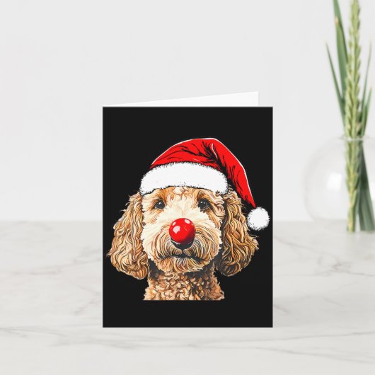 Cute Goldendoodle Dogs Christmas Santa Golden Dood カード (正面)