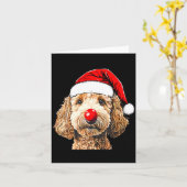 Cute Goldendoodle Dogs Christmas Santa Golden Dood カード (黄色い花)