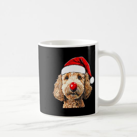 Cute Goldendoodle Dogs Christmas Santa Golden Dood コーヒーマグカップ (右)
