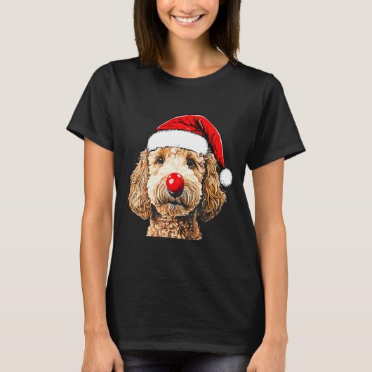 Cute Goldendoodle Dogs Christmas Santa Golden Dood Tシャツ (正面)