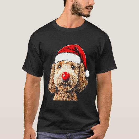 Cute Goldendoodle Dogs Christmas Santa Golden Dood Tシャツ (正面)