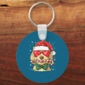 Cute Goldendoodle Santa Hat Xmas Lights Goldendood キーホルダー (正面)