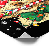 Cute Goldendoodle Santa Hat Xmas Lights Goldendood ポスター (角)