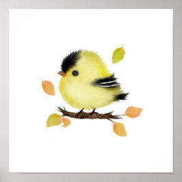 Cute Goldfinch Bird Poster Print ポスター