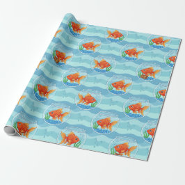 Cute Goldfish Bowl Wrapping Paper ラッピングペーパー