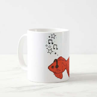 Cute Goldfish Coffee Mug with Headphones コーヒーマグカップ