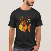 Cute Goldfish Music Notes Musician Fish Tシャツ (正面)